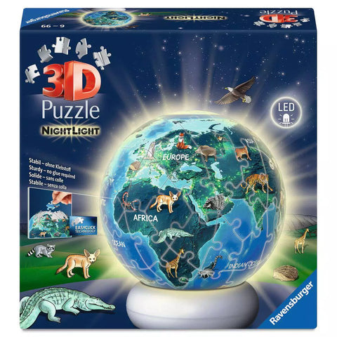 Verpackung 3D Puzzle-Ball Nachtlicht Erde mit Tiermotiven von Ravensburger