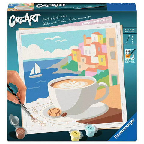 Verpackung CreArt Cappuccino in Positano 23200, Malen nach Zahlen 20 x 20 cm
