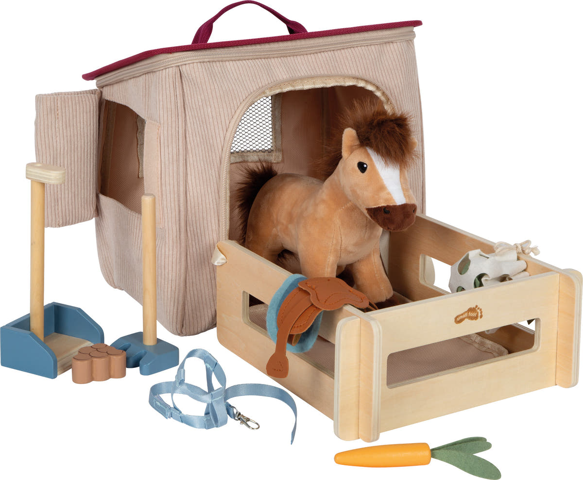 small foot Spielset Pferd mit Stall und Zubehör in der Tasche, beige - Bild 1