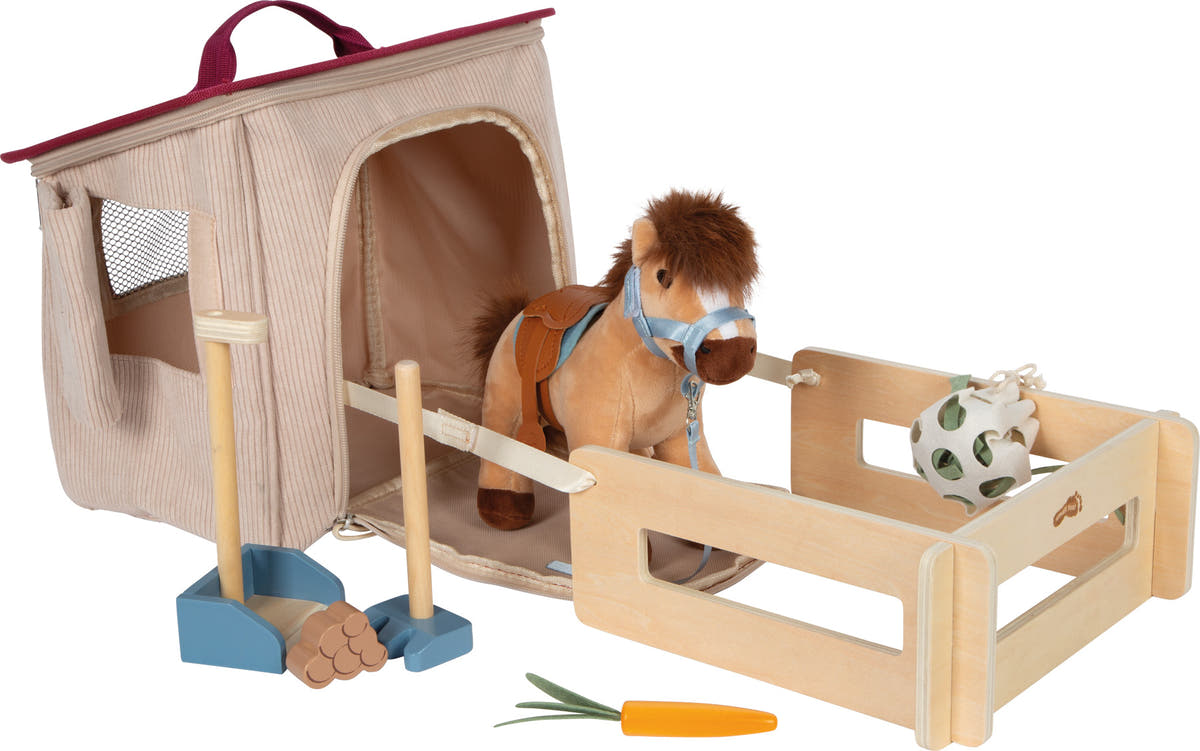 small foot Spielset Pferd mit Stall und Zubehör in der Tasche, beige - Bild 2