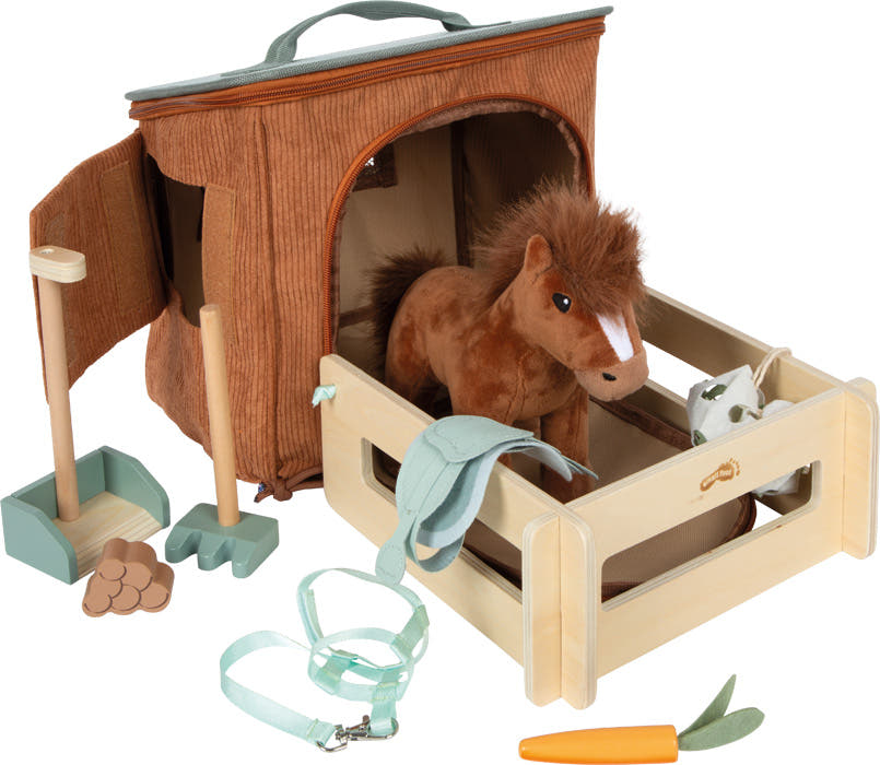 small foot Spielset Pferd mit Stall und Zubehör in der Tasche, braun - Bild 1