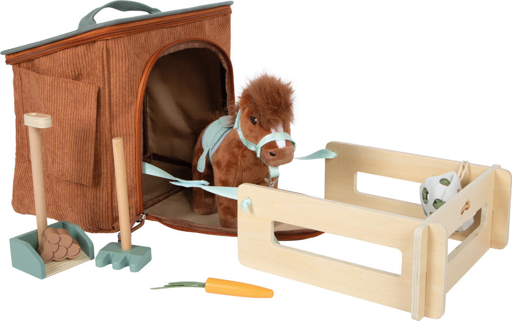small foot Spielset Pferd mit Stall und Zubehör in der Tasche, braun - Bild 2
