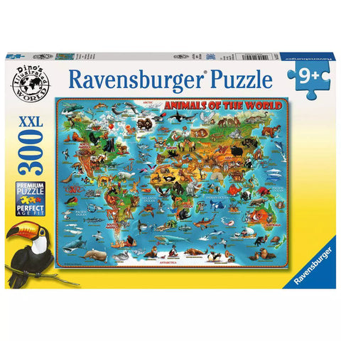 Verpackung Ravensburger Kinderpuzzle Tiere rund um die Welt 300 XXL 13257