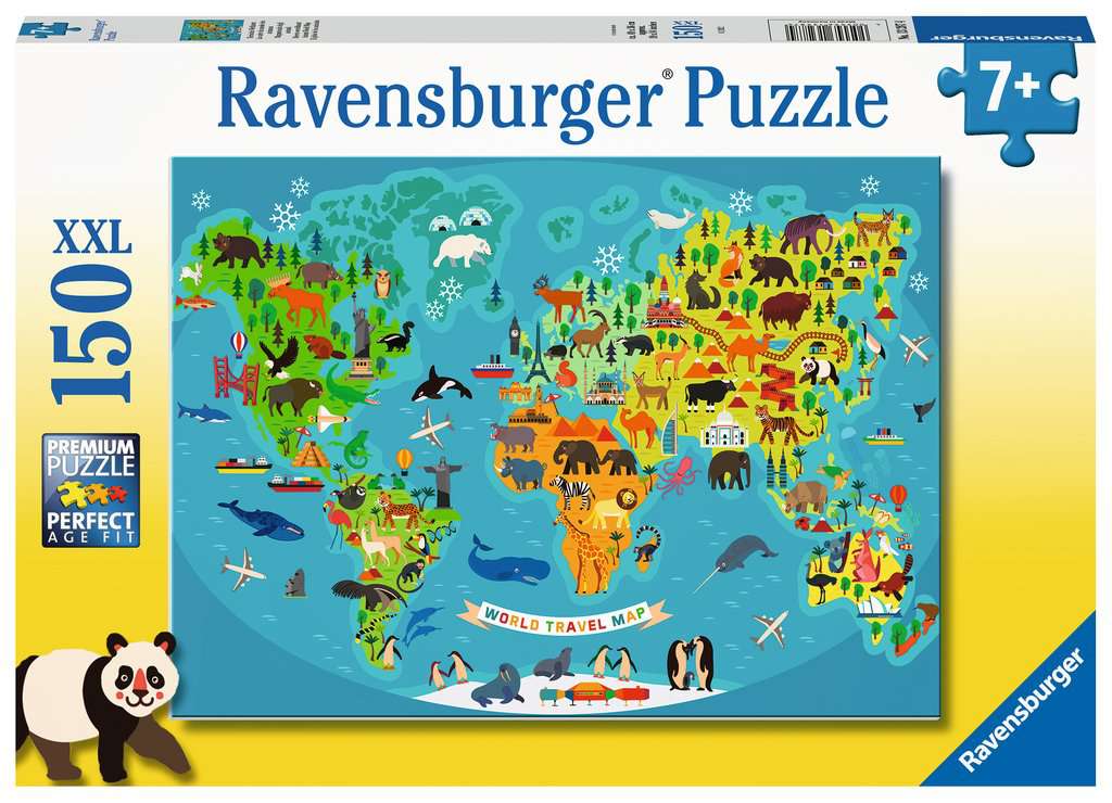Puzzle 150 XXL Teile Tierische Weltkarte 13.287 - Bild 1