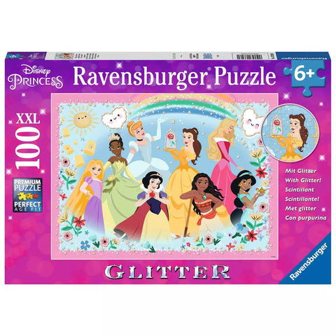 Verpackung Ravensburger Glitzerpuzzle Disney Prinzessinnen 100 XXL-Teile 13326