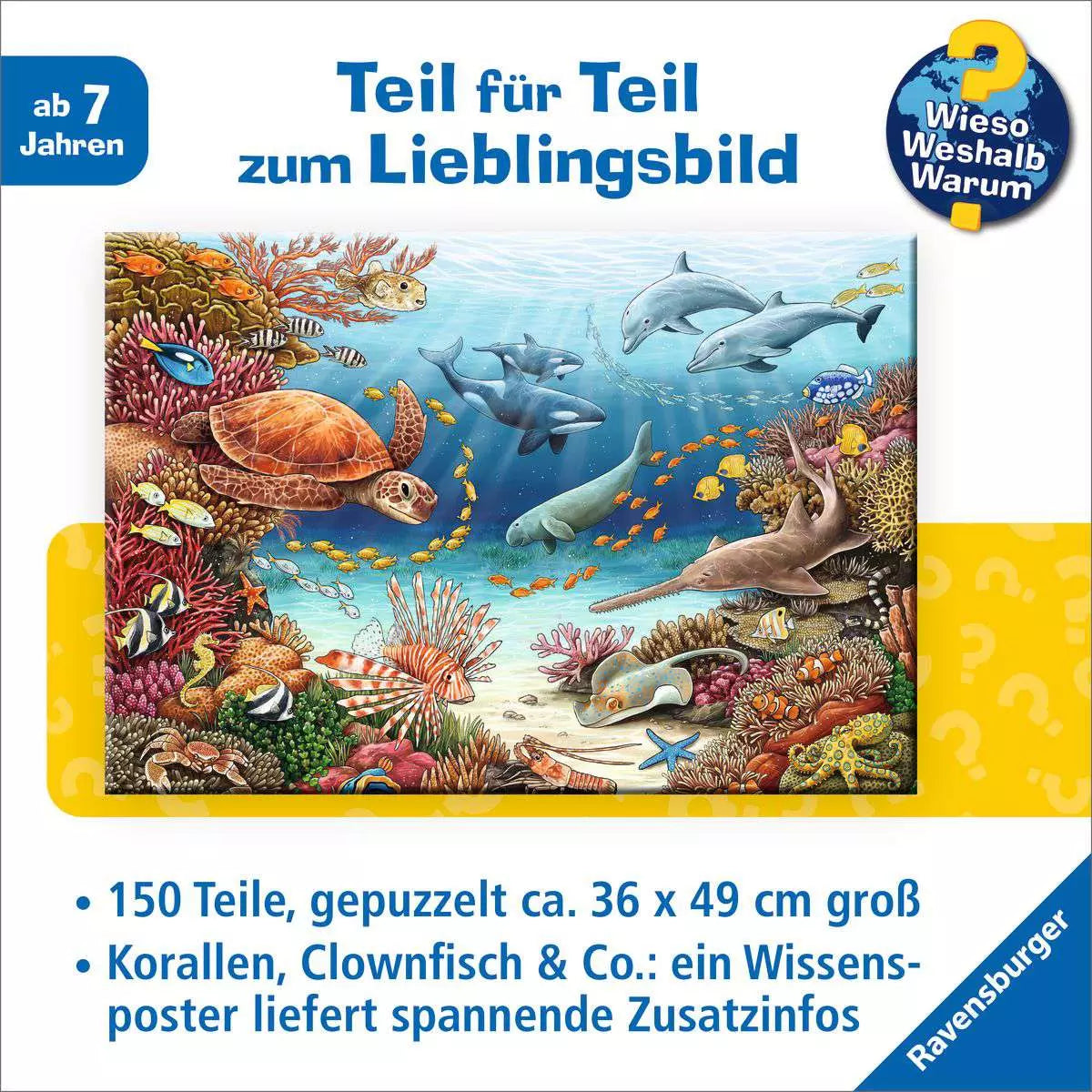 Puzzle 150 Teile WWW Meerestiere am Korallenriff 13.411 - Bild 3