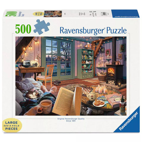 Verpackung Ravensburger Puzzle Gemütliche Leseecke 500 Teile Large Format 14967