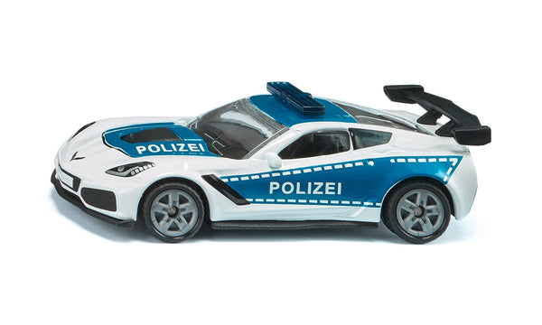 Siku Chevrolet Corvette Polizei 1525, Seitenansicht in Weiss-Blau