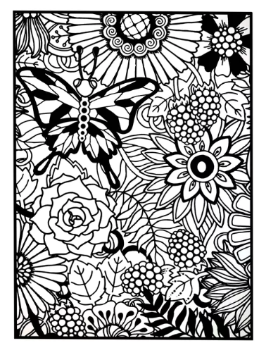 TataRuga Samtbild zum Ausmalen A3 Blumen und Schmetterling - Bild 1