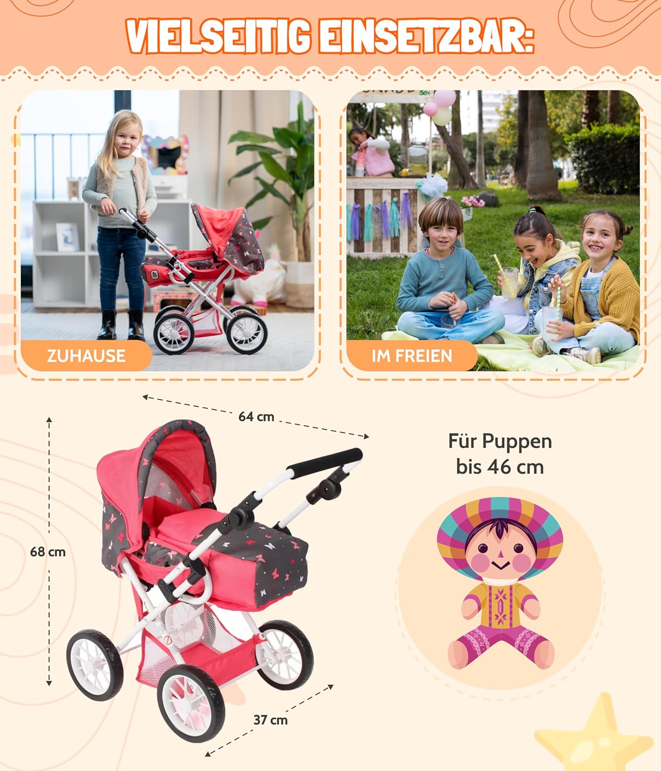 Bayer Chic -Kombi-Puppenwagen Leni türkis - Bild 6