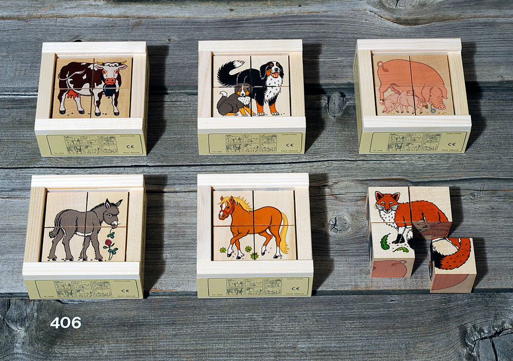 Klötzlipuzzle 4-teilig Tiere vom Bauernhof 35 mm - Bild 1