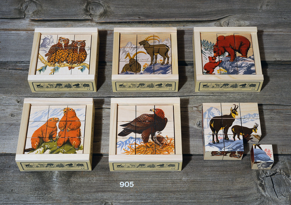 Klötzlipuzzle 9-teilig  35 mm Alpentiere - Bild 1
