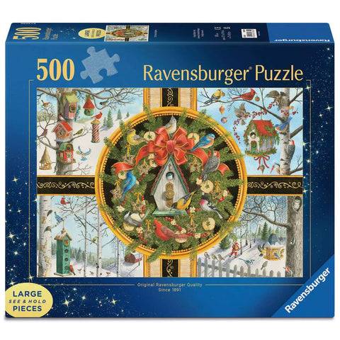 Verpackung Ravensburger Puzzle Christmas Songbirds 16835 mit 500 Teilen