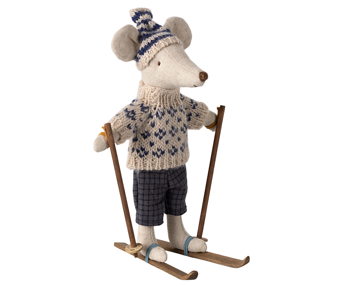 Maileg Wintermaus mit Ski-Set – Papa, Blau - Bild 1