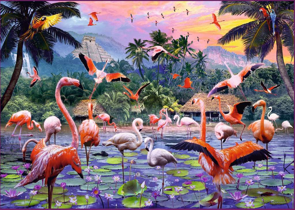 Puzzle 1000 Teile Pinke Flamingos 17.082 - Bild 2