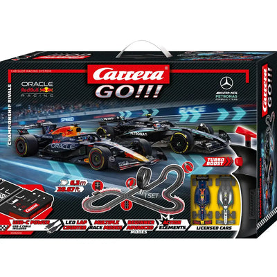 Verpackung Carrera GO!!! Championship Rivals mit Red Bull und Mercedes Formel-1-Autos