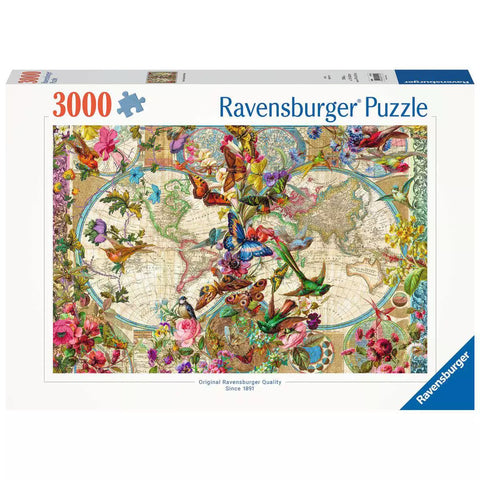 Verpackung Ravensburger Puzzle Weltkarte mit Schmetterlingen 3000 Teile 17117