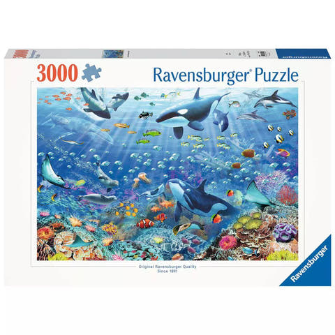 Verpackung Ravensburger Puzzle Bunter Unterwasserspass 3000 Teile 17444