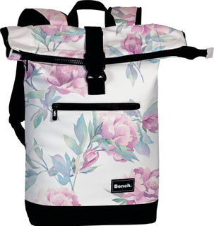 Bench Rucksack  hydro roll-top weiss/rosa Blumen
