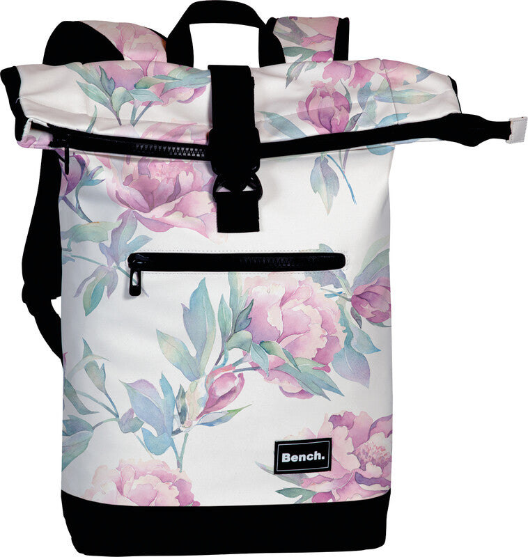 Bench Rucksack  hydro roll-top weiss/rosa Blumen - Bild 1