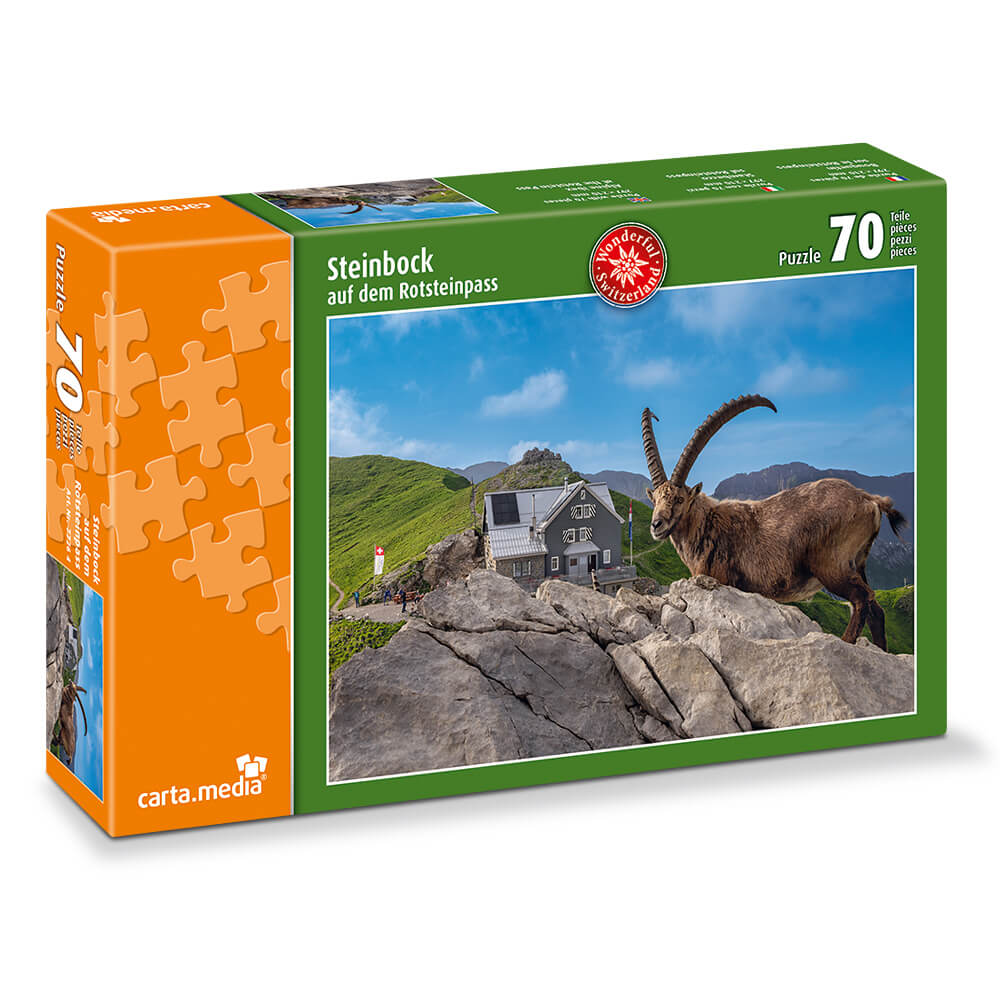 Puzzle Steinbock auf Rotsteinpass 70 Teile - Bild 1