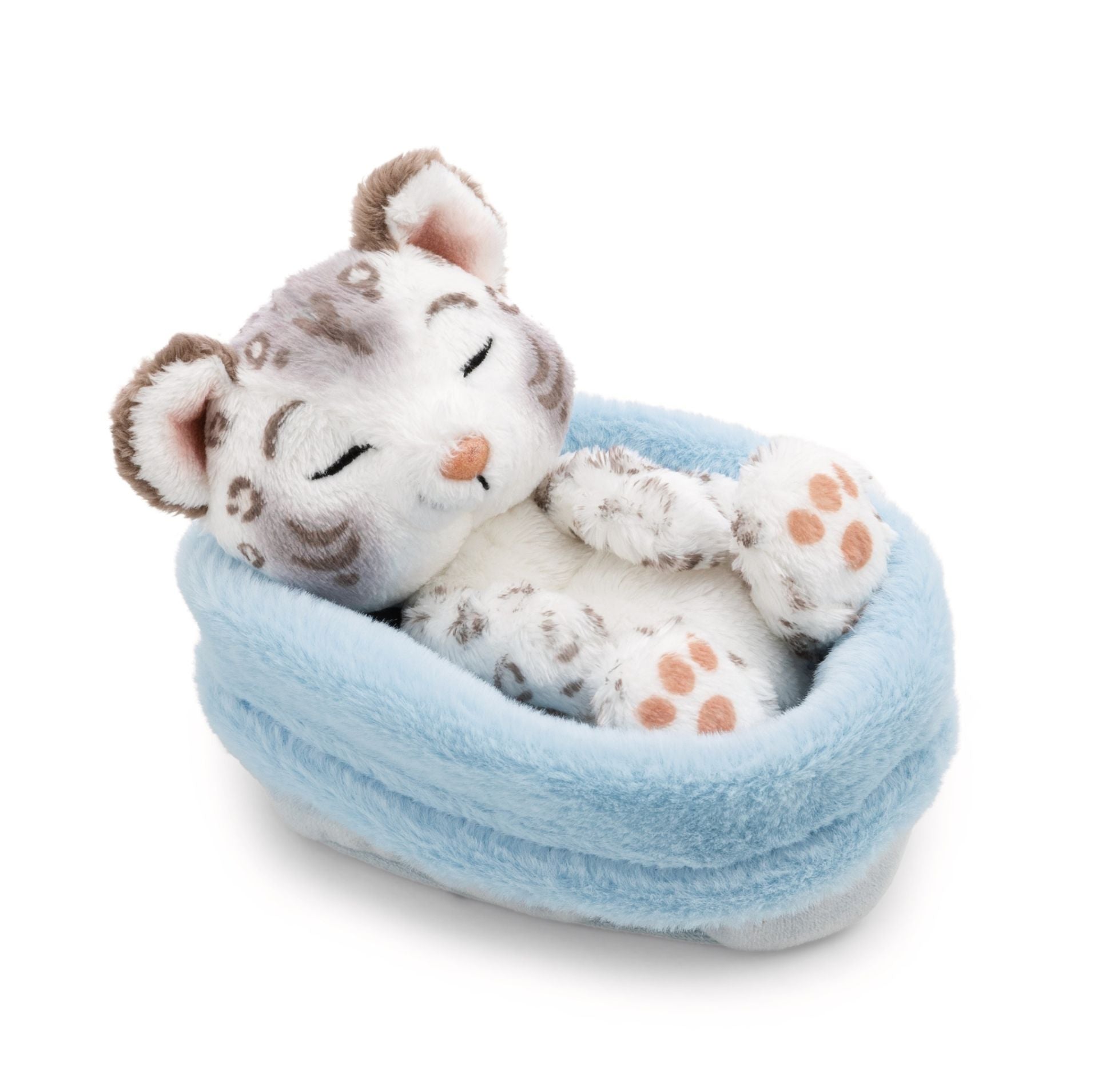 Nici Sleeping Pets Schneeleopard im hellblauen Körbchen - Bild 1