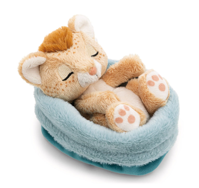 Nici Sleeping Pets Löwen-Baby im hellblauen Körbchen