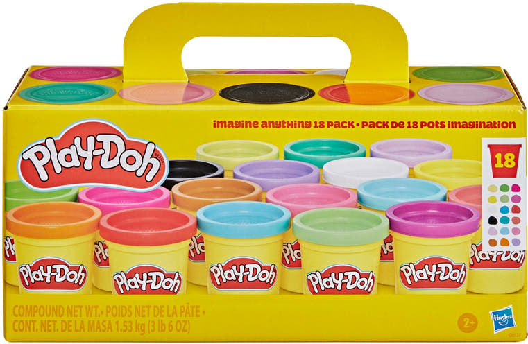 Play-Doh 18er-Fantasiepack, Verpackung mit Tragegriff, Vorderseite