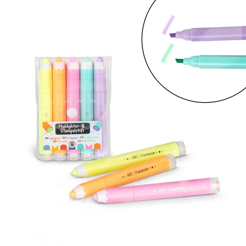 Highlighter- & Stempelstift 5er-Set - Bild 1
