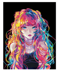 Diamond Painting Neon Anime Girl