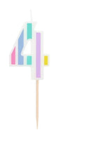 Kerze Geburtstag Pastell Zahl 4 mehrfarbig