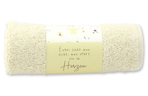 Gästehandtuch creme ''Engel sieht man nicht, man spürt sie im Herzen'' 30x50cm - Bild 1