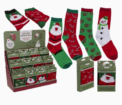 Socken mit Weihnachtsmotiven, Einheitsgrösse - Bild 1