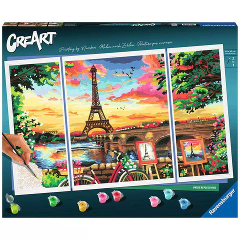 Verpackung CreArt Paris Reflections 20134, Malen nach Zahlen Triptychon