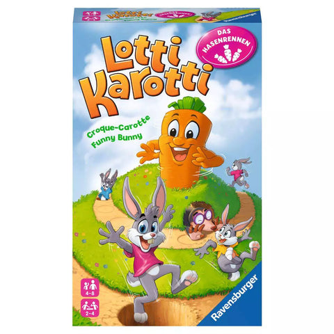 Verpackung Ravensburger Lotti Karotti Das Hasenrennen Mitbringspiel