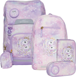 Beckmann Schulrucksack Classic 6-teiliges Set, Unicorn Princess Purple