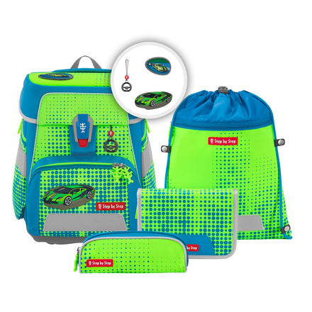 Step by Step SPACE NEON Schulranzen-Set Race Car Chuck