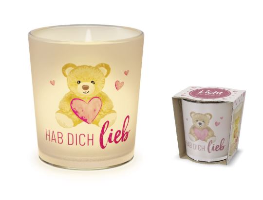 Geschenk für Dich Hab dich Lieb Windlicht Teddybär - Bild 1