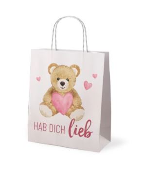 Geschenk für Dich Geschenktüte gross Hab dich Lieb Teddybär - Bild 1