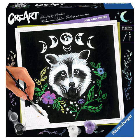 Verpackung CreArt Pixie Cold: Racoon 23509, Malen nach Zahlen 20 x 20 cm