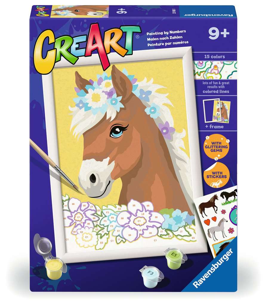 CreArt Pferd mit Blumen 18x24cm 23.980 - Bild 1