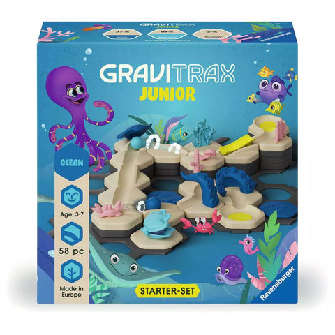 GraviTrax Junior Starter-Set S Ocean 24584 Verpackung mit Krake und Kugelbahn