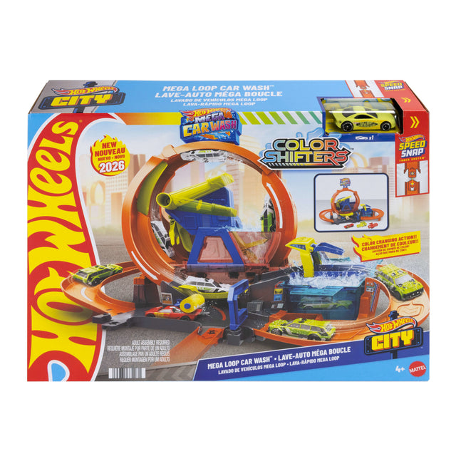 Verpackung der Hot Wheels City Mega Loop Car Wash mit Color-Shifters-Auto