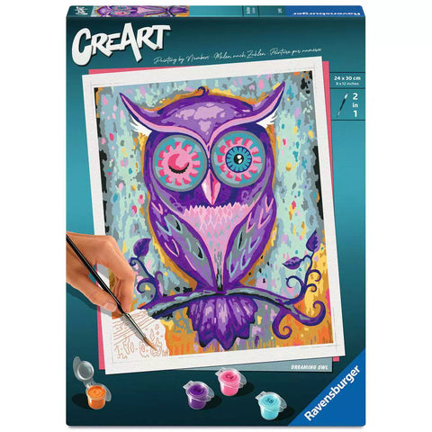 Verpackung CreArt Dreaming Owl 28990, Malen nach Zahlen 24 x 30 cm