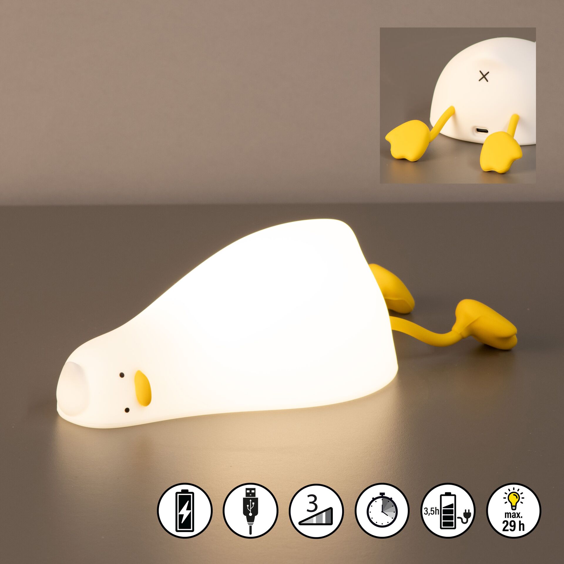Nachtlicht Duck Lesely, weiss - Bild 3