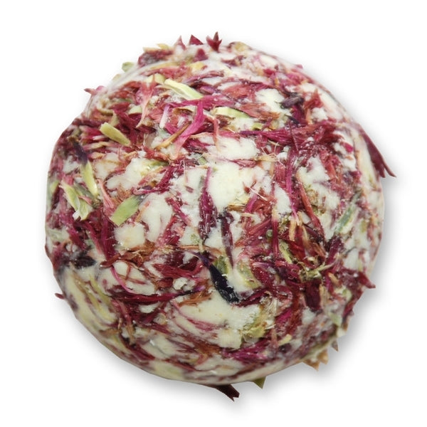 Badebutter-Kugel Schafmilch Kornblume rosa, Erdeere 50g - Bild 2