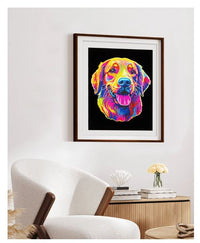 Diamond Painting Neon Golden Retriever