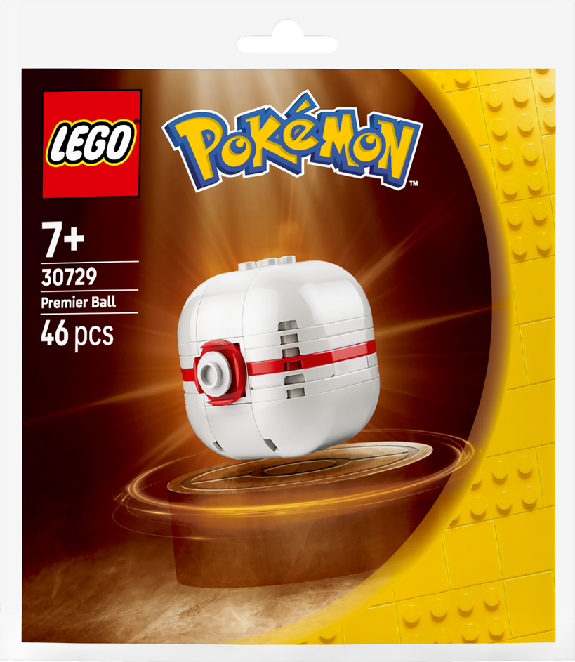Beutel von LEGO Pokémon 30729 Premierball mit dem weiss-roten Ball auf der Vorderseite