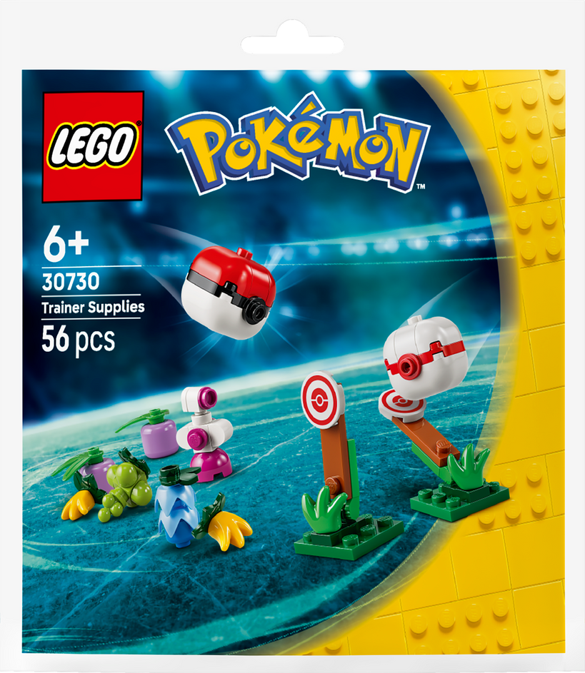 Beutel von LEGO Pokémon 30730 Trainer-Ausstattung mit Pokéball, Beeren und Ständern auf der Vorderseite