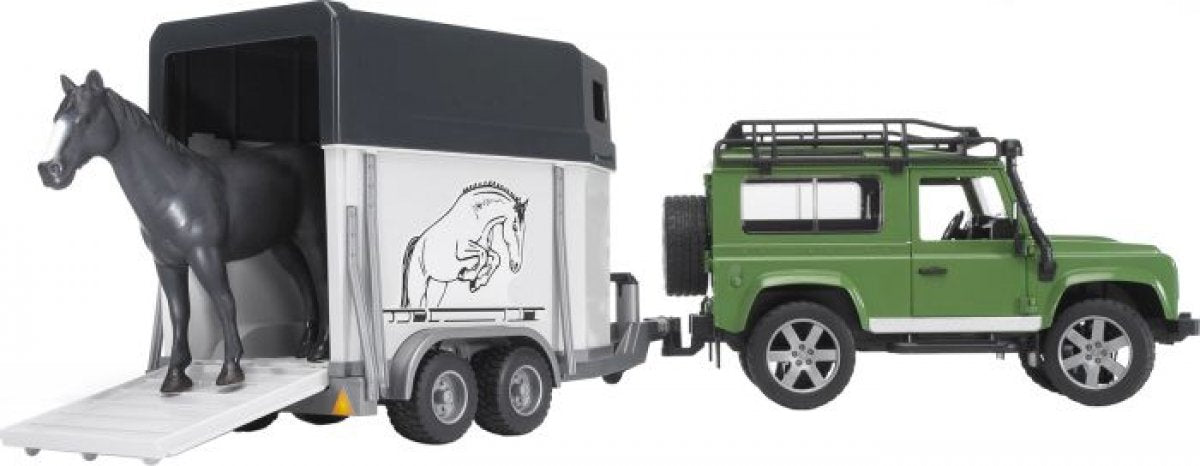 Bruder 02592 Land Rover Defender plus Anhänger plus Pferd - Bild 1